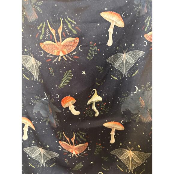 Disturbia Medeina Print Cowl Neck Satin Slip Dress S Fairy Mushroom Moth Cottage - Picture 13 of 13